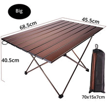 Load image into Gallery viewer, Brown aluminum folding table camping chair  camping table outdoor furniture  3 sizes