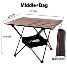 Load image into Gallery viewer, Brown aluminum folding table camping chair  camping table outdoor furniture  3 sizes