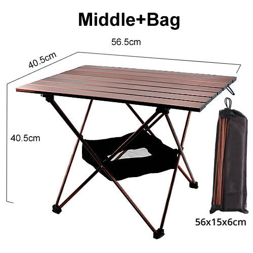 Brown aluminum folding table camping chair  camping table outdoor furniture  3 sizes