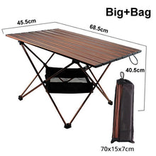 Load image into Gallery viewer, Brown aluminum folding table camping chair  camping table outdoor furniture  3 sizes