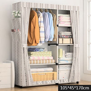 Modern Minimalist Cloth Wardrobe DIY Assembly Steel Pipe Reinforced Storage Cabinet Folding Cloth Cabinet Bedroom Furniture