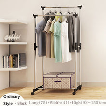 Load image into Gallery viewer, Double Folding Metal Coat Rack Clothes Rail Hanging Garment Dress Coat Storage Shelf With Wheels Simple Shoe Rack Home Furniture