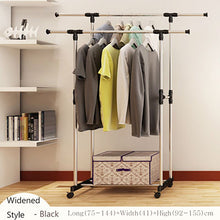 Load image into Gallery viewer, Double Folding Metal Coat Rack Clothes Rail Hanging Garment Dress Coat Storage Shelf With Wheels Simple Shoe Rack Home Furniture